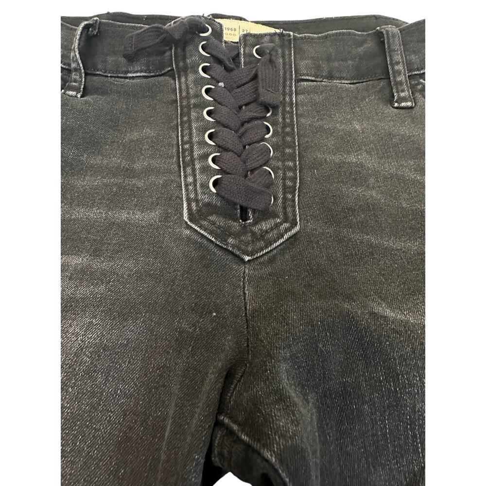 Gap Skinny Jeans Lace Up Front Side Zip Black 27
